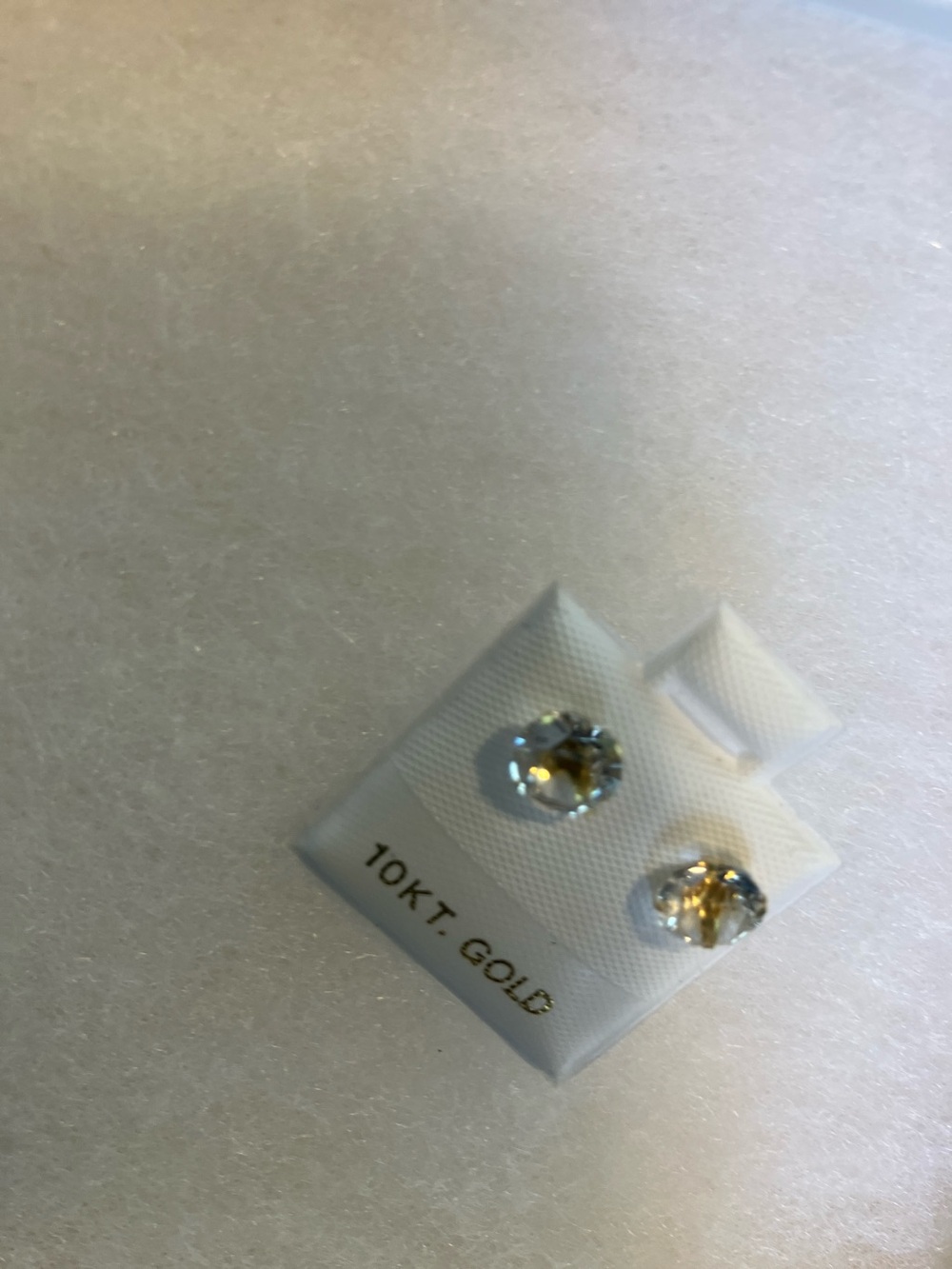 10KT Gold Clear Crystal Stud Earrings - Classic Sparkle